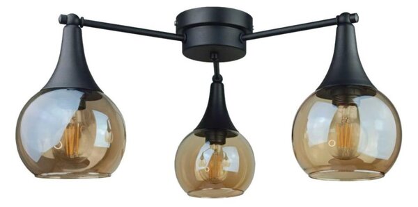 Přisazený lustr STAR 3xE27/60W/230V černá/kouřová béžová