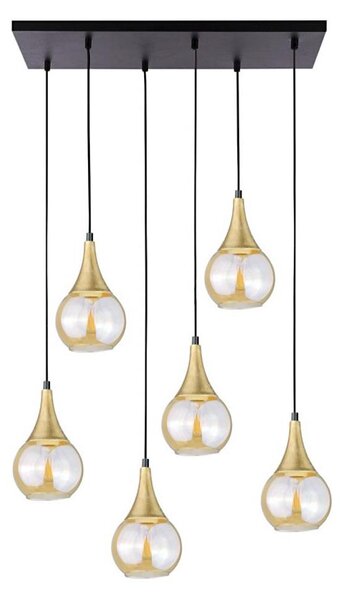 Lustr na lanku LACRIMA HONEY 6xE27/60W/230V černá/zlatá/kouřová béžová