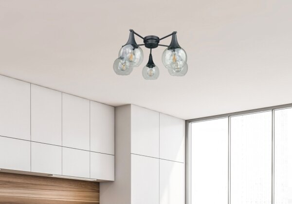 Přisazený lustr STAR 5xE27/60W/230V černá/čirá