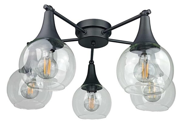 Přisazený lustr STAR 5xE27/60W/230V černá/čirá