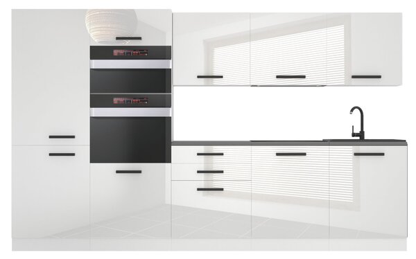 Kuchyňská linka Belini Premium Full Version 300 cm bílý lesk s pracovní deskou GRACE