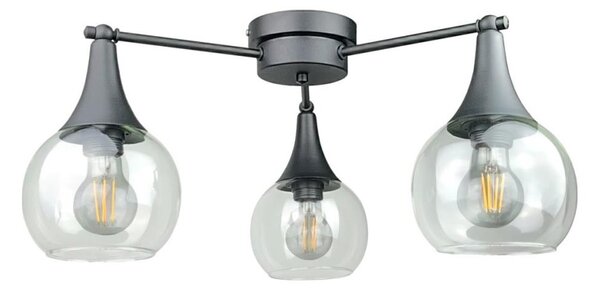 Přisazený lustr STAR 3xE27/60W/230V černá/čirá