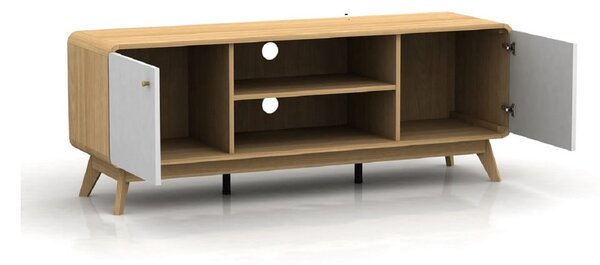 TV stolek v dekoru dubu v bílo-přírodní barvě 140x53 cm Caitlin – Støraa