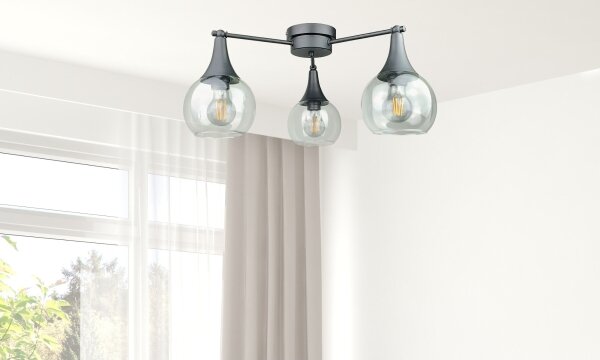 Přisazený lustr STAR 3xE27/60W/230V černá/čirá