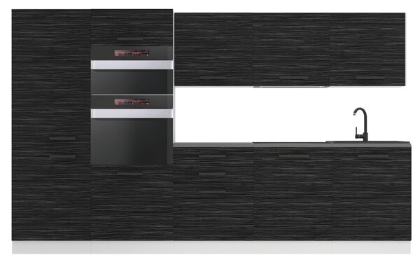 Kuchyňská linka Belini Premium Full Version 300 cm královský eben s pracovní deskou GRACE