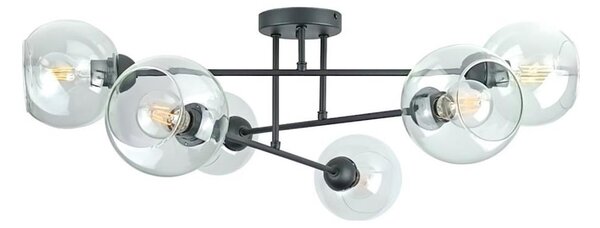 Lustr na tyči VASCO 6xE27/60W/230V černá/čirá
