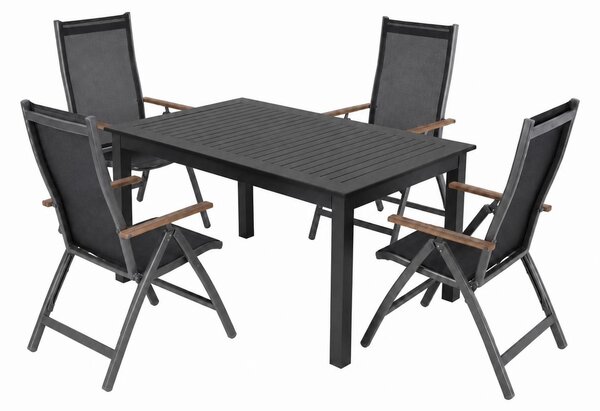 Doppler EXPERT antracit Wood Plus - zahradní souprava polohovací 4+1