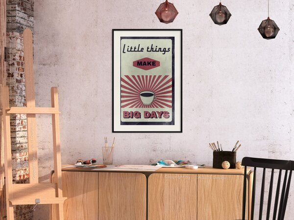 Plakát Malé Věci Velké Dny - káva a anglické nápisy v retro stylu