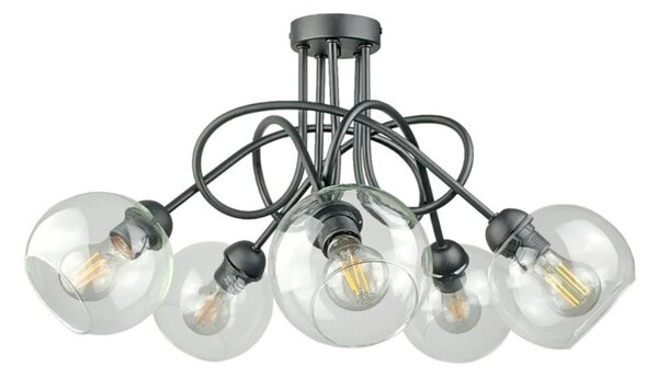 Přisazený lustr EVIE 5xE27/60W/230V antracit/čirá