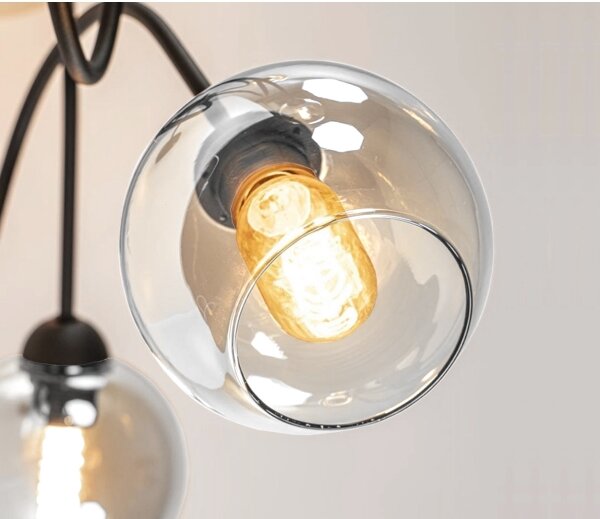 Přisazený lustr EVIE 3xE27/60W/230V černá/čirá