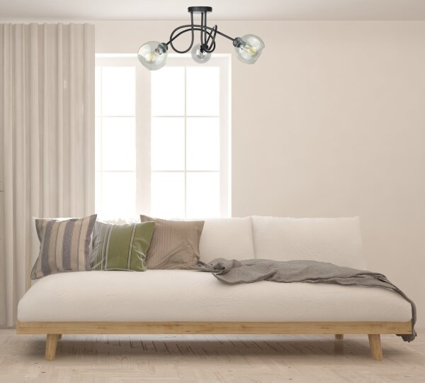 Přisazený lustr EVIE 3xE27/60W/230V černá/čirá