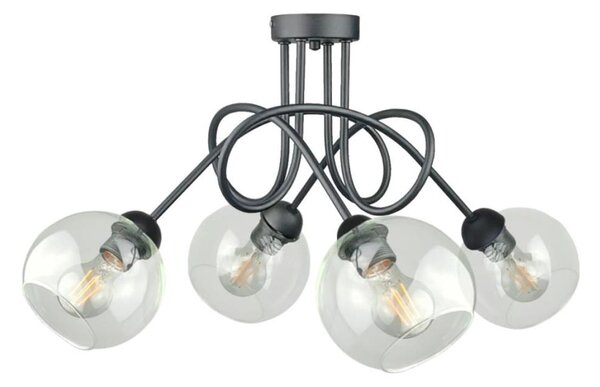Přisazený lustr EVIE 4xE27/60W/230V antracit/čirá