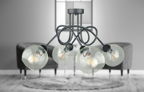 Přisazený lustr EVIE 4xE27/60W/230V antracit/čirá