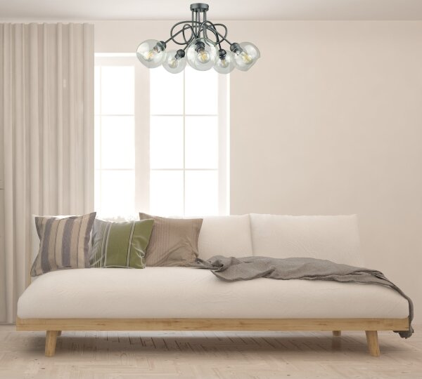 Přisazený lustr EVIE 5xE27/60W/230V antracit/čirá
