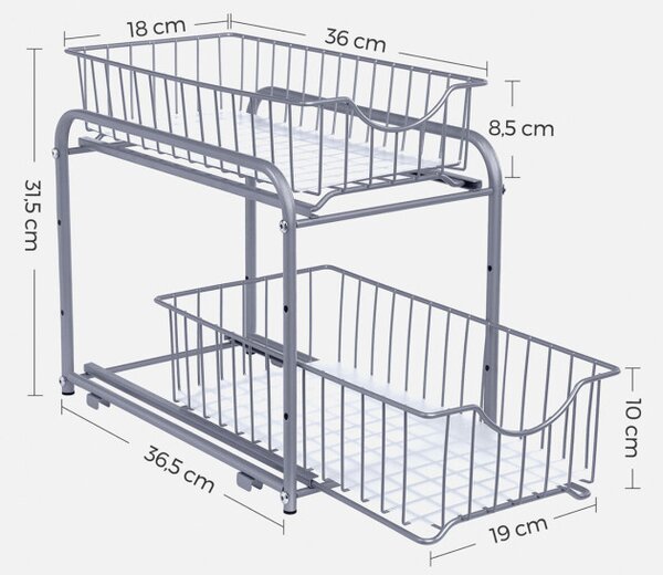 Kuchyňský organizér stříbrný AUK-E1017 CR