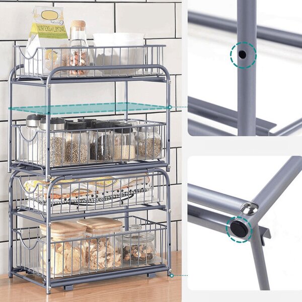 Kuchyňský organizér stříbrný AUK-E1017 CR