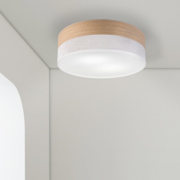 Stropní svítidlo SIRJA WOOD 2xE27/15W/230V pr. 45 cm bílá/dub