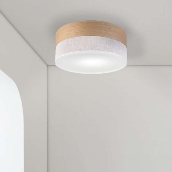 Stropní svítidlo SIRJA WOOD 1xE27/15W/230V pr. 35 cm bílá/dub