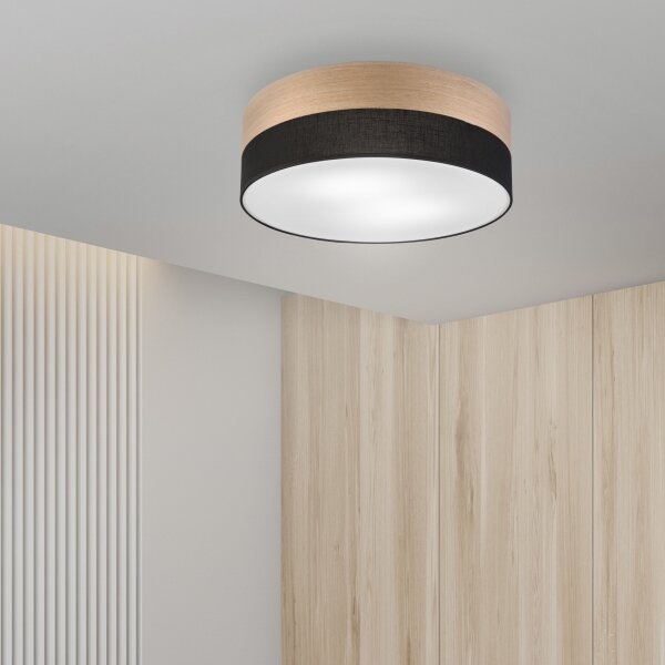 Stropní svítidlo SIRJA WOOD 2xE27/15W/230V pr. 45 cm černá/dub