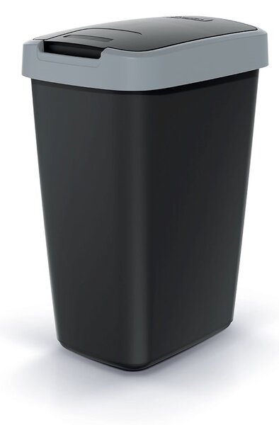Odpadkový koš s barevným víkem, 12 l, šedá / černá