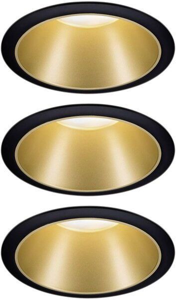 Paulmann 93404 Cole Coin vestavné svítidlo, LED, 6 W, černá, zlatá, sada 3 ks