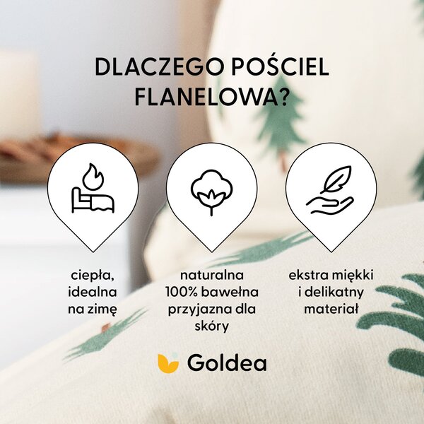 Goldea flanelové povlečení - stromečky na režném 140 x 200 a 70 x 90 cm