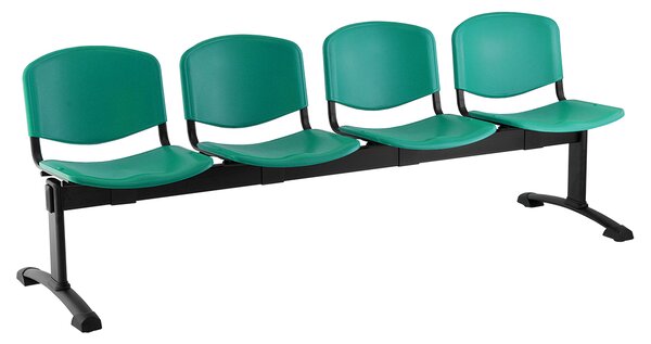 Plastová lavice ISO, 4-sedák - černé nohy, zelená