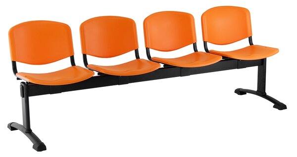 Plastová lavice ISO, 4-sedák - černé nohy, oranžová