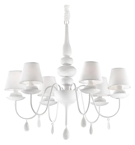 Ideal Lux - Lustr na řetězu BLANCHE 6xE14/40W/230V pr. 75 cm bílá