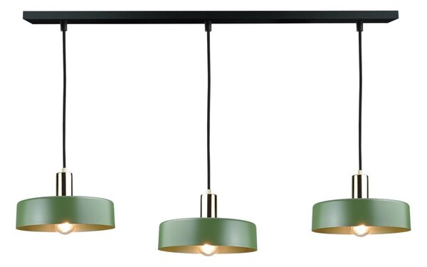 Lustr na lanku HAKI 3xE27/60W/230V zelená/černá/lesklý chrom