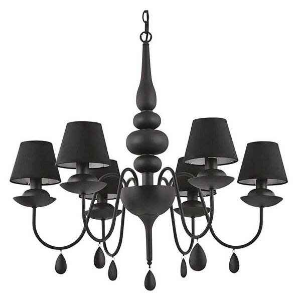 Ideal Lux - Lustr na řetězu BLANCHE 6xE14/4W/230V pr. 75 cm černá