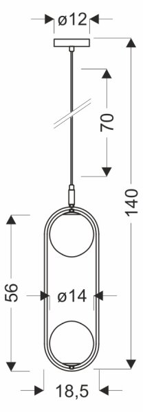 Lustr na lanku CORDEL 2xG9/28W/230V černá/kouřová černá