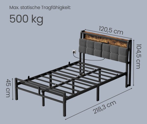 Kovová postel s LED osvětlením 120 cm RMBB35120G101