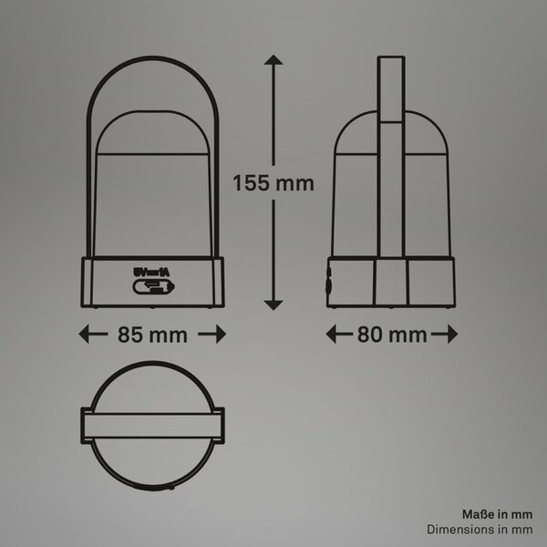 BRILONER Asa stolní lampička - 1W, 50lm, bezdrátová, LED, stmívatelné, teplá bílá, černá 7544015