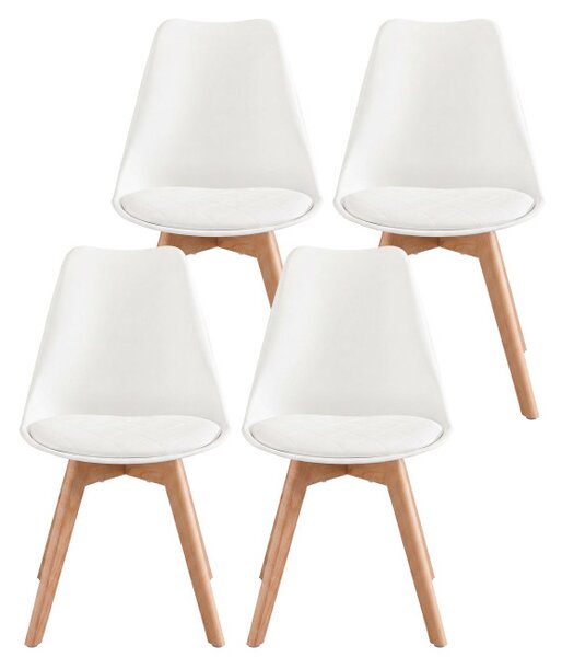 Set čtyř jídelních židlí KDCB35888WD01 (4 ks) bílé/hnědé nohy