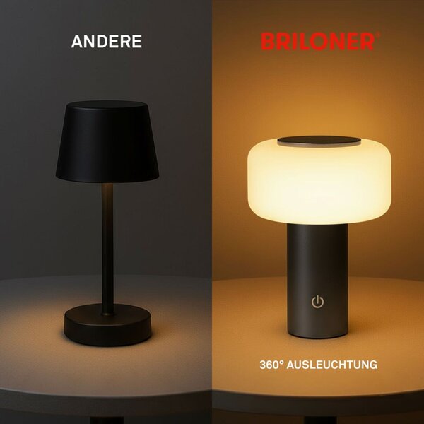 BRILONER Juna stolní lampa - 1,8W, 210lm, nabíjecí, LED, stmívatelné, dotykový vypínač, teplá bílá, antracit 7580015