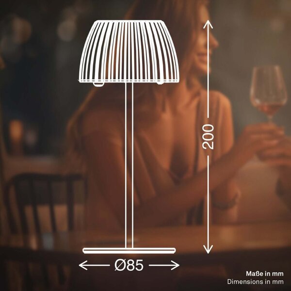 BRILONER Nabíjecí stolní lampa Riffle Mini - 20 cm, 1,5W, 150lm, bezdrátová, LED, stmívatelné, dotykový vypínač, antracit 7552015