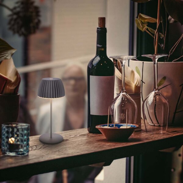 BRILONER Nabíjecí stolní lampa Riffle Mini - 20 cm, 1,5W, 150lm, bezdrátová, LED, stmívatelné, dotykový vypínač, antracit 7552015