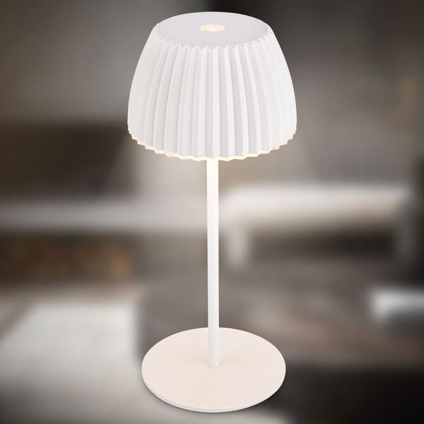 BRILONER Nabíjecí stolní lampa Riffle Mini - 20 cm, 1,5W, 150lm, bezdrátová, LED, stmívatelné, dotykový vypínač, bílé 7552016