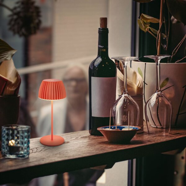 BRILONER Nabíjecí stolní lampa Riffle Mini - 20 cm, 1,5W, 150lm, bezdrátová, LED, stmívatelné, dotykový vypínač, oranžová 7552012