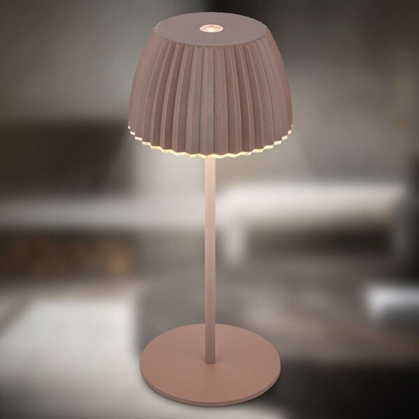 BRILONER Nabíjecí stolní lampa Riffle Mini - 20 cm, 1,5W, 150lm, LED, stmívatelné, dotykový vypínač, hnědé 7552010