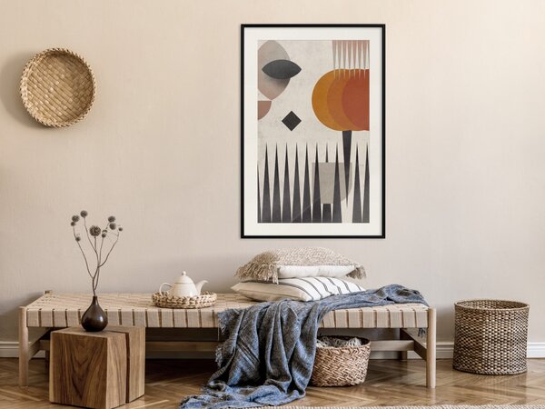 Plakát Slunce za horami - barevné geometrické tvary v abstraktním stylu