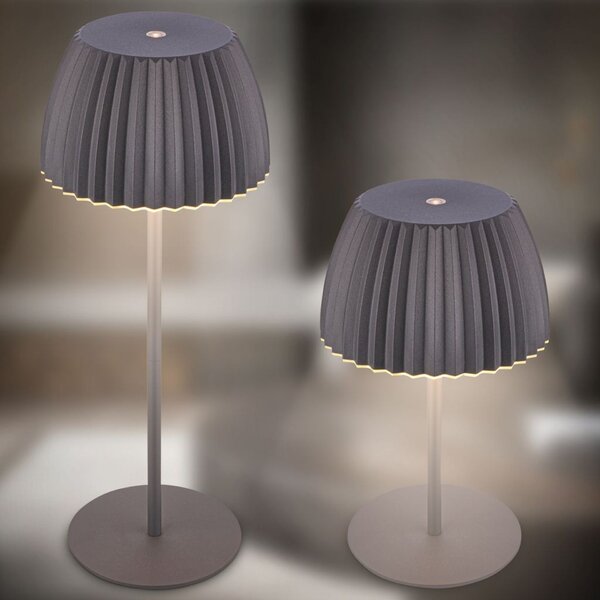 BRILONER Nabíjecí stolní lampa Riffle - 36,5 cm, 2W, 200lm, IP44, bezdrátová, LED, stmívatelná, dotykový vypínač, antracit 7553015