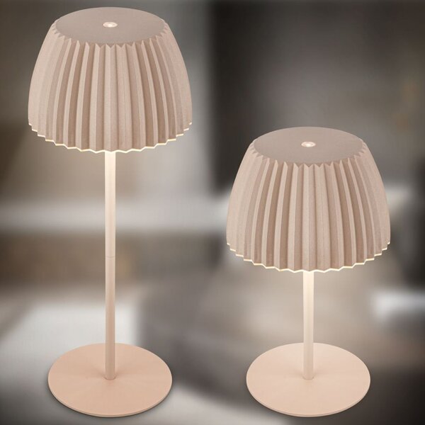 BRILONER Nabíjecí stolní lampa Riffle - 36,5 cm, 2W, 200lm, IP44, bezdrátová, LED, stmívatelná, dotykový vypínač, béžová 7553011