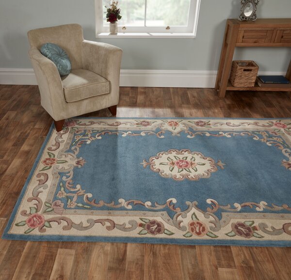 Flair Rugs, Ručně všívaný kusový koberec Lotus premium Blue, 75x150, modrá, chodba / předsíň