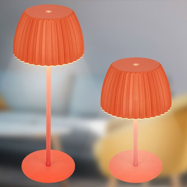 BRILONER Nabíjecí stolní lampa Riffle - 36,5 cm, 2W, 200lm, IP44, bezdrátová, LED, stmívatelná, dotykový vypínač, oranžová 7553012