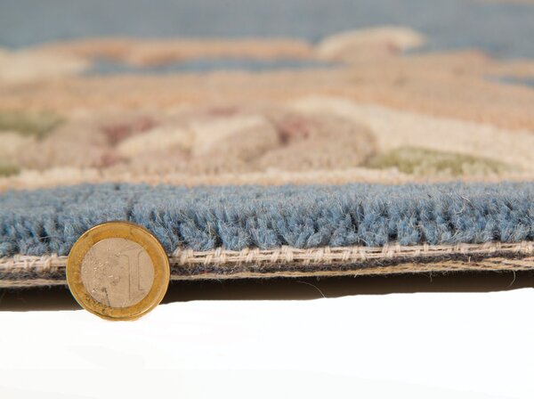 Flair Rugs, Ručně všívaný kusový koberec Lotus premium Blue, 75x150, modrá, chodba / předsíň
