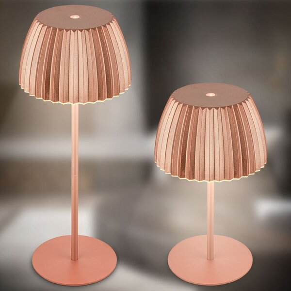 BRILONER Nabíjecí stolní lampa Riffle - 36,5 cm, 2W, 200lm, IP44, bezdrátová, LED, stmívatelná, dotykový vypínač, měď 7553013
