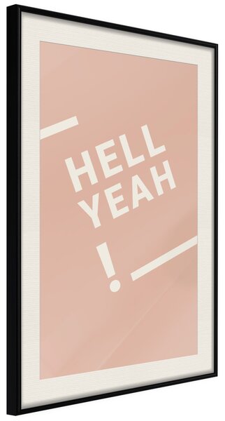 Plakát Hell Yeah! - bílé anglické nápisy na světlém pastelovém pozadí