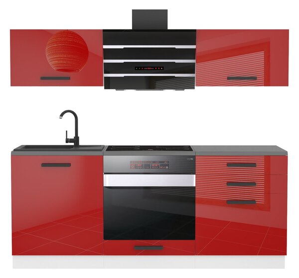 Kuchyňská linka Belini Premium Full Version 180 cm červený lesk s pracovní deskou SOPHIA